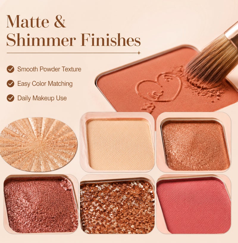 Me Now All-in-One Makeup Palette Cosmetic Set Eyeshadow Blush Highlighter Pressed Powder Brow Shades Book Style Multi Color Face Eye Kit - Image 4