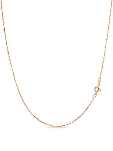 KEZEF 18k Gold Over Sterling Silver 1mm Box Chain Necklace Made in Italy | 925 Sterling Silver Necklace for Women | Rose Gold Chain for Women Men - Image 1