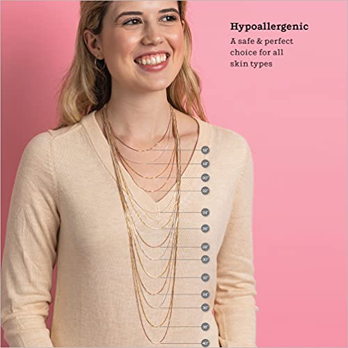 KEZEF 18k Gold Over Sterling Silver 1mm Box Chain Necklace Made in Italy | 925 Sterling Silver Necklace for Women | Rose Gold Chain for Women Men - Image 3