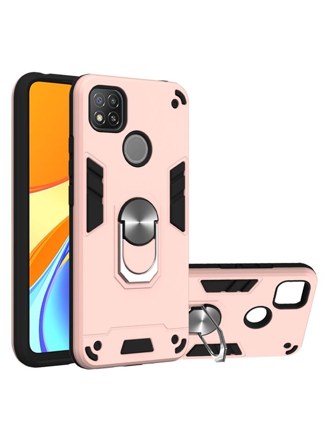 BGM Case Cover For Xiaomi Redmi 9C Armour Series PC + TPU Protective Case with Ring Holder Rose Gold