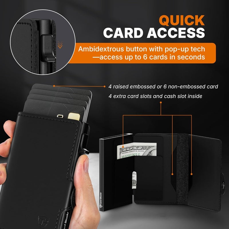Conceal Plus Mens Wallet Credit Card Holder, Smart Pop Up RFID Wallet, Slim Minimalist Leather Front Pocket Card Case, Compact Travel Wallet RFID Blocking, Holds 4-6 Standard Cards Plus Cash & ID - Image 3