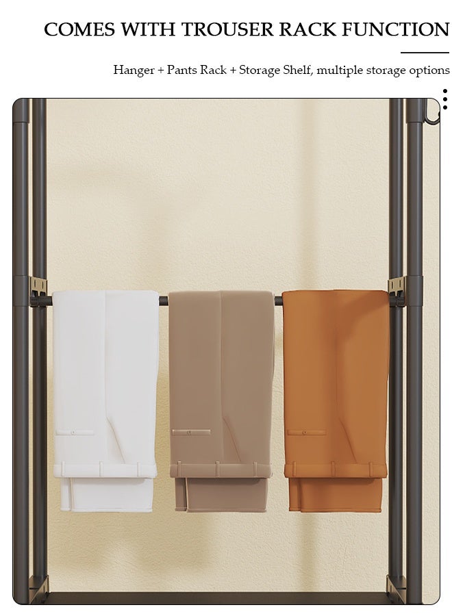 DUNISO Double Rod Clothes Drying Rack 68cm Metal Clothing Rack with  3-Tier Storage Rack Garment and Shoe Organizer Multi-functional Clothes Hanger Drying Pole Clothes Hanger for Home Use - Image 4