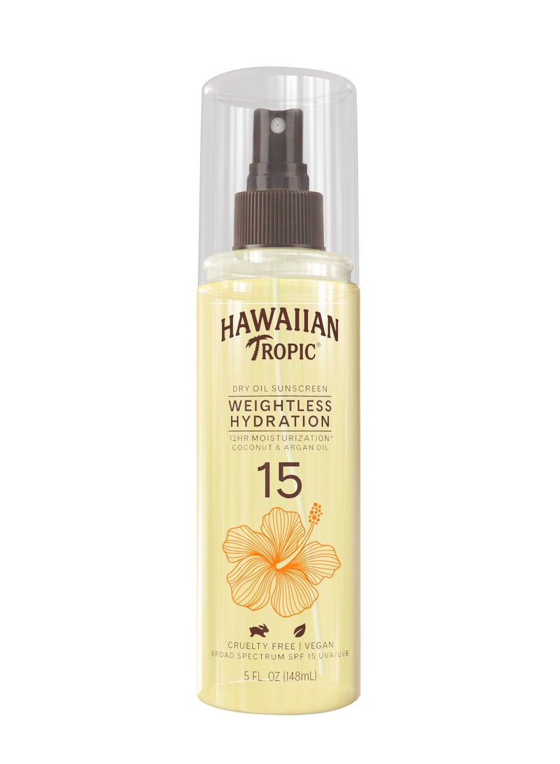 Hawaiian Tropic زيت جاف خفيف الوزن مع ترطيب حريري SPF15