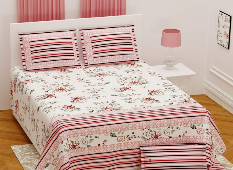 PURE COMFORT 100% Twill Cotton Supreme Quality Super King Size Double Bedsheet with 2 Pillow Covers (9ft X 9ft) - Image 3