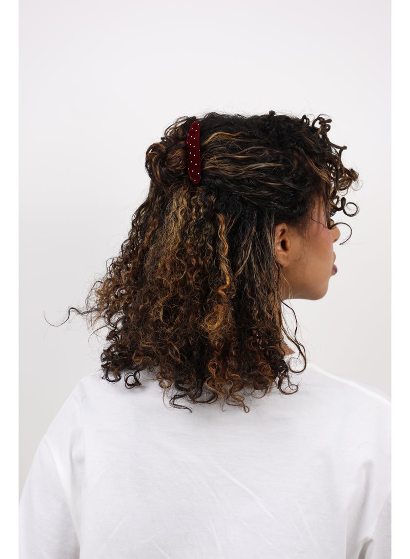 ZAAS Burgundy Velvet Polka Dot Metal Hair Comb - Image 5