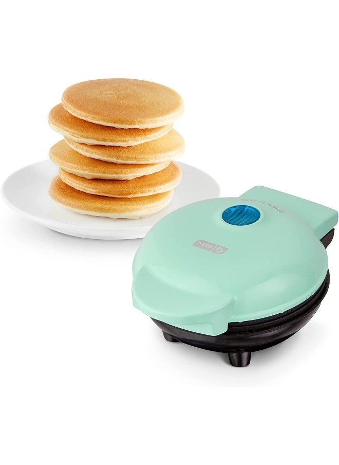 Dash DASH Mini Maker Electric Round Griddle for Individual Pancakes, Cookies, Eggs & other on the go Breakfast, Lunch & Snacks with Indicator Light + Included Recipe Book - Aqua, 4 Inch  - Image 1