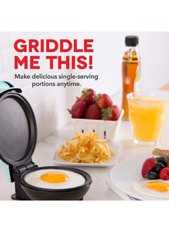 Dash DASH Mini Maker Electric Round Griddle for Individual Pancakes, Cookies, Eggs & other on the go Breakfast, Lunch & Snacks with Indicator Light + Included Recipe Book - Aqua, 4 Inch  - Image 2