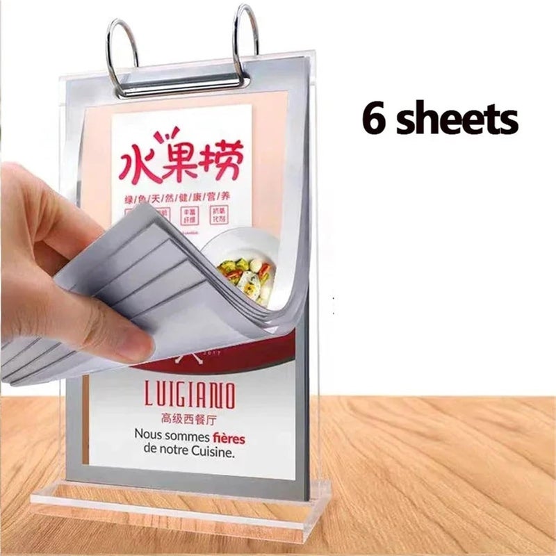 2pcs Table Card Double-Sided Menu Poster Paper Sign Holder Stand Restaurant Price Label Frame Display(Style-1) - Image 4