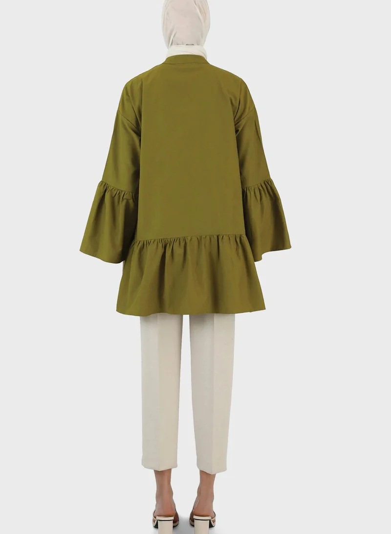Refka by modanisa Ruffle Detail Button Down Tunic