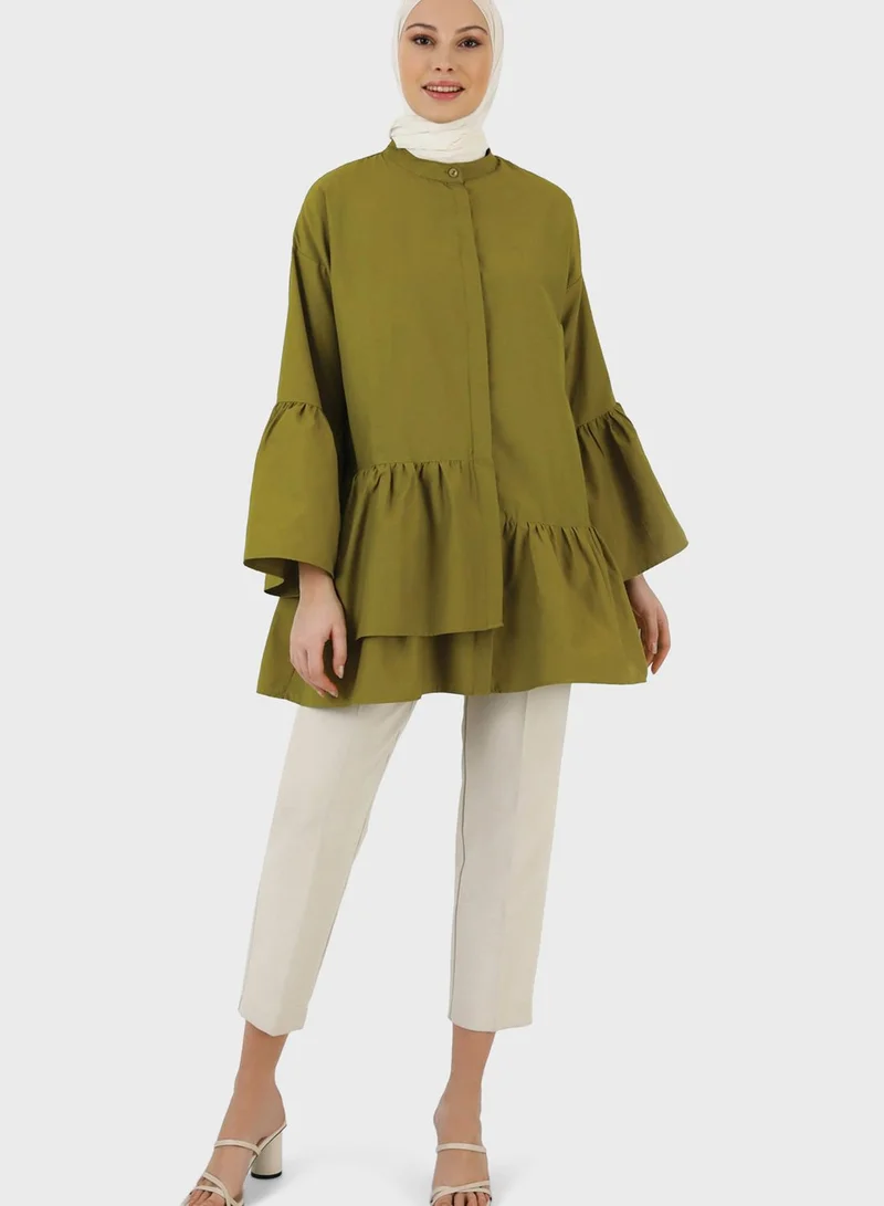 Refka by modanisa Ruffle Detail Button Down Tunic