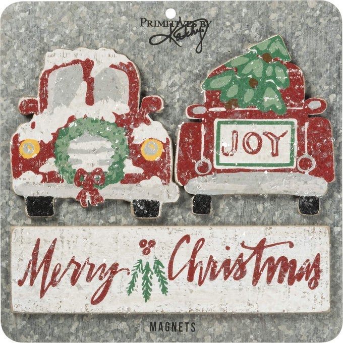 MAGNET WOOD MAGNET SET MERRY CHRISTMAS DECORATIVE ORNAMENTS