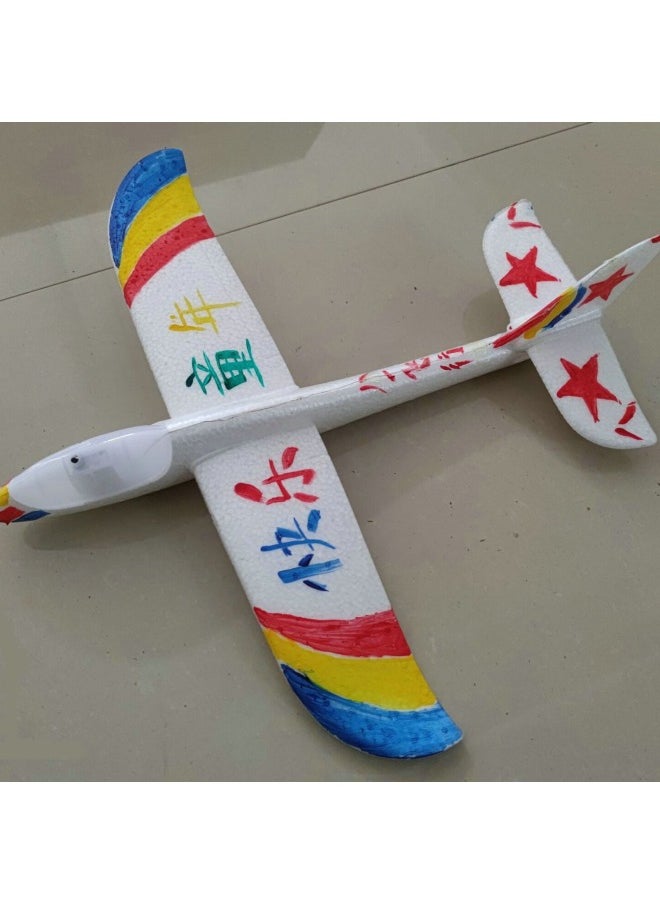 Luminous Ejection Trumpet 32cm 37cm Foam Hand Throw Aircraft Children's Graffiti Toy Aviation Model Glider-Color:32cm Blackhead Aircraft 5  - Image 5