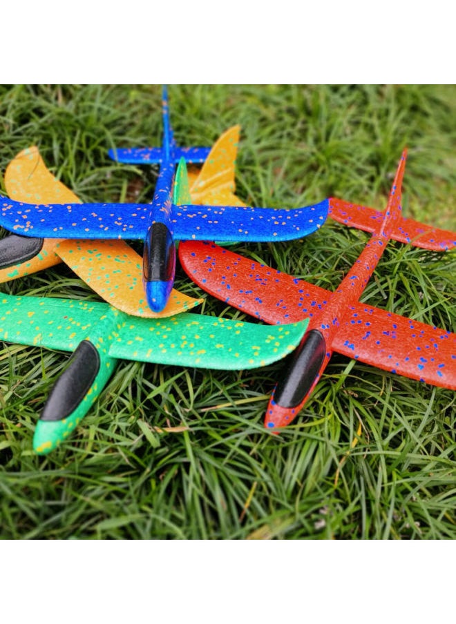 Luminous Ejection Trumpet 32cm 37cm Foam Hand Throw Aircraft Children's Graffiti Toy Aviation Model Glider-Color:32cm Blackhead Aircraft 5  - Image 3