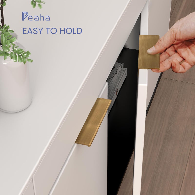 Peaha 10 Pack Kitchen Cabinet Handles 3 inch Champagne Bronze Pulls for Dresser Drawers Door Edge Finger Pull Hardware - Image 2