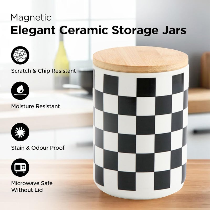 UMAI 800ml Ceramic Jar for Kitchen Storage | Air Tight Container Set with Bamboo Lid | Kitchen Container for Snacks, Tea, Sugar | Multipurpose Organizer | Green (Set of 1) - Image 2