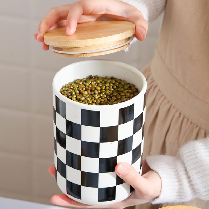 UMAI 800ml Ceramic Jar for Kitchen Storage | Air Tight Container Set with Bamboo Lid | Kitchen Container for Snacks, Tea, Sugar | Multipurpose Organizer | Green (Set of 1) - Image 1