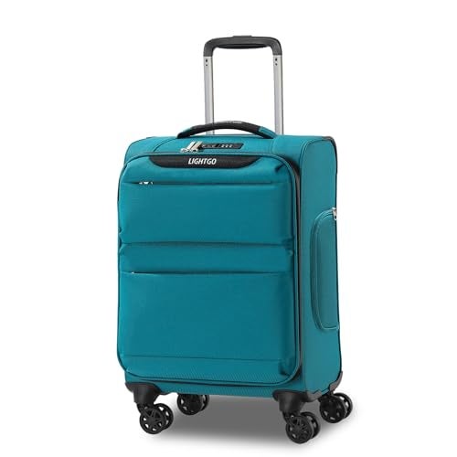 LIGHTGO 20 Inch Carry On Luggage, Softside Suitcase with Spinner Wheels, Lightweight Travel Carry On Bag for Airline Approved, TSA Lock, Water Resistant Underseat Luggage for Women Men, Turquoise - Image 1