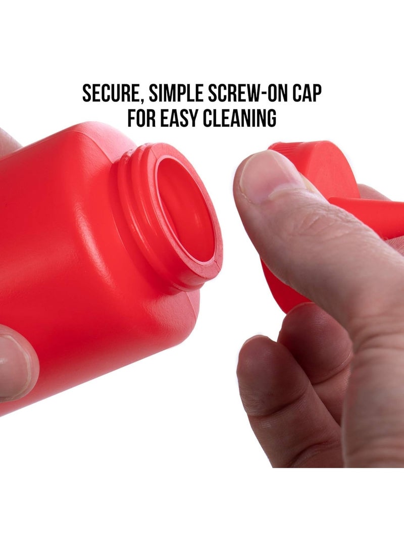 هابي هوم عبوة من زجاجتين كاتشب ومسطردة فارغة مصنوعة من البلاستيك - قابلة لاعادة الملئ - سهلة الاستخدام مناسبة للمطبخ ولوازم المطعم وشاحنات تقديم الطعام صلصة الشواء، الحرف اليدوية 450 مل (احمر- أصفر) - Image 3