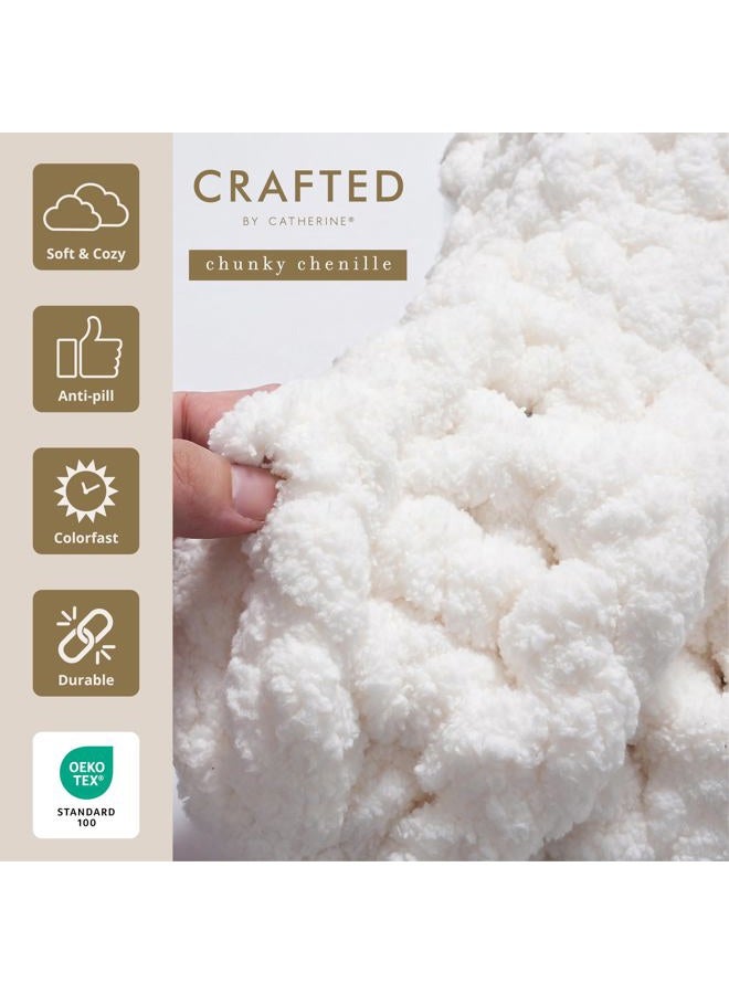 Crafted By Catherine Chunky Chenille Yarn - 2 Pack (8 oz / 227 g, 31.7 Yards Each Skein), Ivory, Gauge 7 Jumbo - Image 5