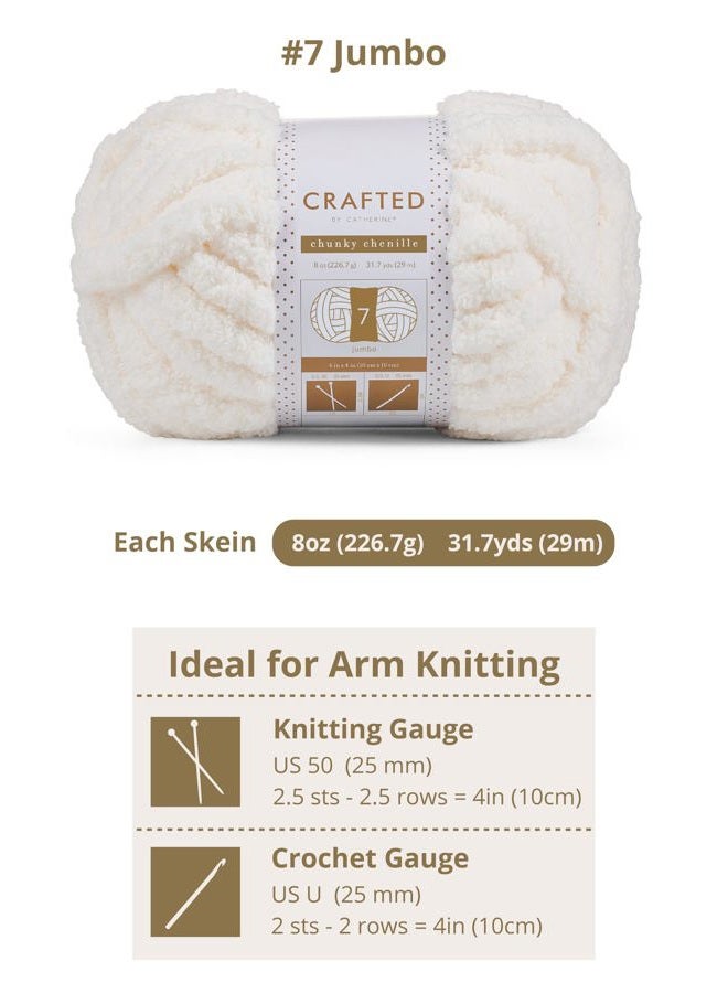 Crafted By Catherine Chunky Chenille Yarn - 2 Pack (8 oz / 227 g, 31.7 Yards Each Skein), Ivory, Gauge 7 Jumbo - Image 3