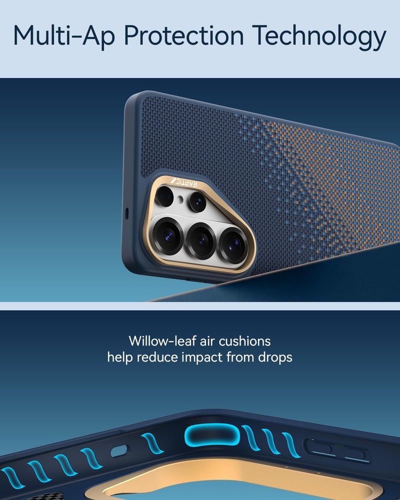 RAPTIC Aramid Dual for Samsung Galaxy S26 ULTRA case [MagSafe compatible] 1500D Aramid Fiber [Military Grade 13 Feet Drop tested] Hybrid cover TPU Shock Absorbing Bumper - Serenity Emerald - Image 5
