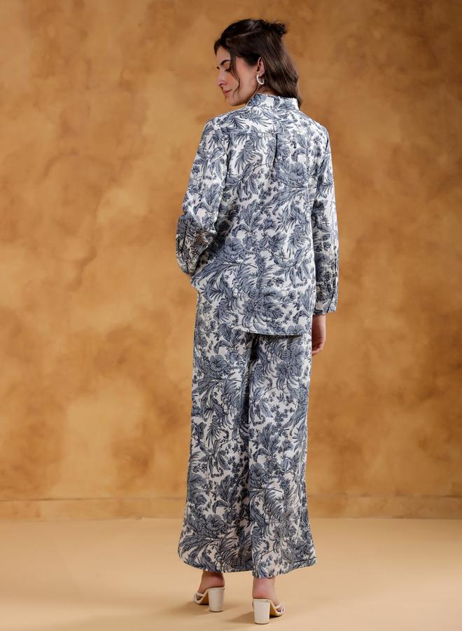 sanskrutihomes Sanskrutihomes Printed Spread Collar Shirt with Pants Co-Ords - Image 2