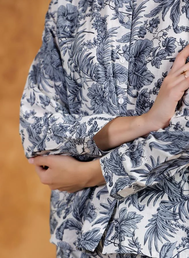 sanskrutihomes Sanskrutihomes Printed Spread Collar Shirt with Pants Co-Ords