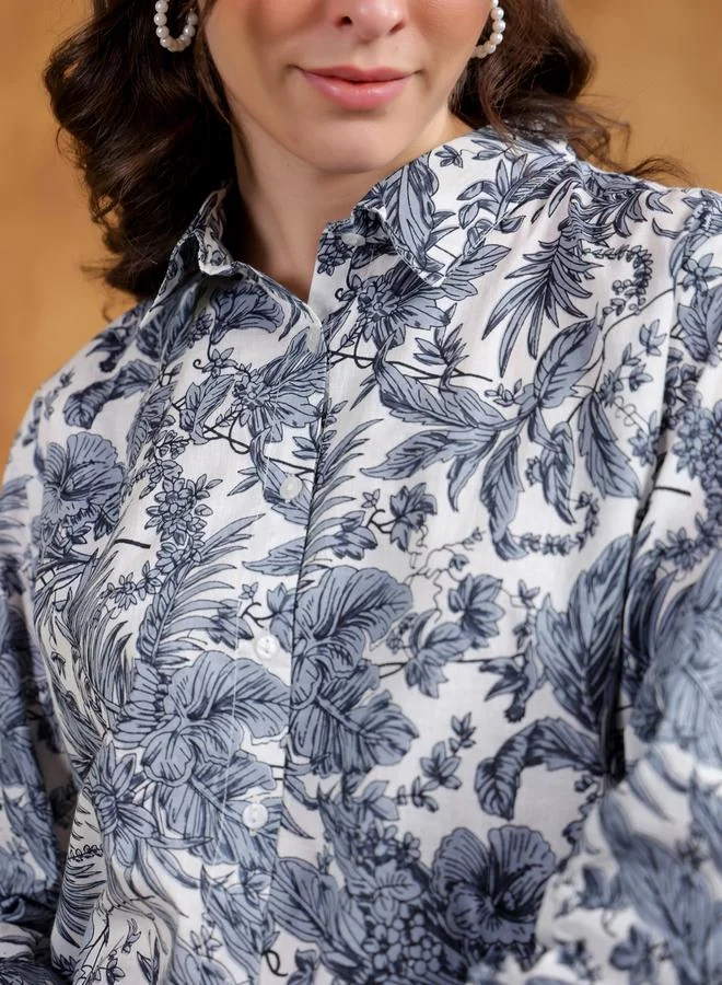 sanskrutihomes Sanskrutihomes Printed Spread Collar Shirt with Pants Co-Ords