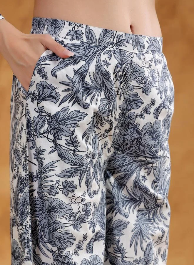 sanskrutihomes Sanskrutihomes Printed Spread Collar Shirt with Pants Co-Ords