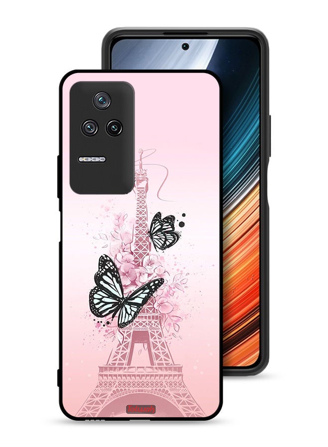 Tolwak Xiaomi Poco F4 Protective Case Cover Butterflies On Eiffel Tower - Image 1