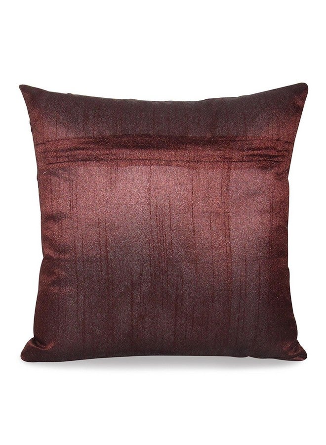 Urvaan Silk Golden Floral Cushion Covers, 16 X 16 Inch, Brown, Set of 5 - Image 4