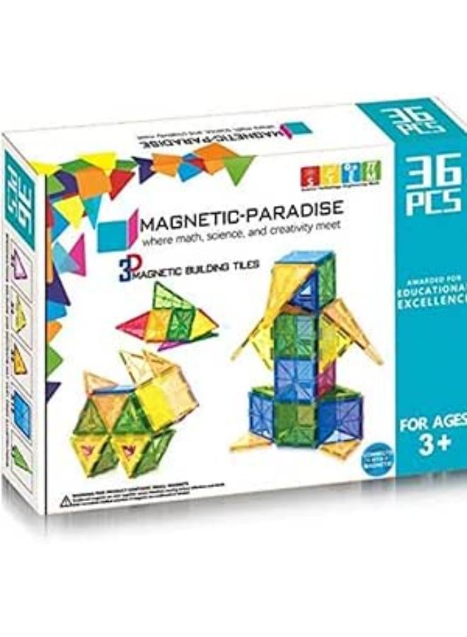 بلاط فينوكسو المغناطيسي ثلاثي الأبعاد (36 قطعة) | مجموعة ألغاز ماجنا لبناء المكعبات | مجموعة بناء اصنعها بنفسك | ألعاب تعليمية حائزة على جوائز في مجالات العلوم والتكنولوجيا والهندسة والرياضيات للأطفال (متعددة الألوان)