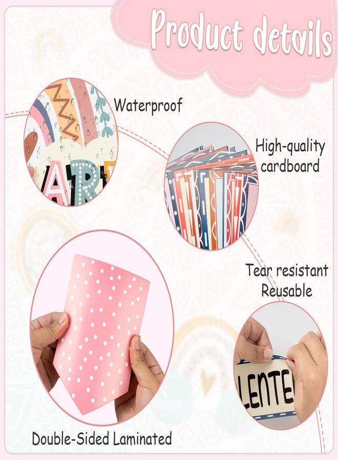 VABAMNA 32pcs Classroom Bulletin Board Decorations Set - Boho Rainbow Motivational Words Cutouts Bulletin Decorations for Teachers School Classroom Bulletin Board - Image 4