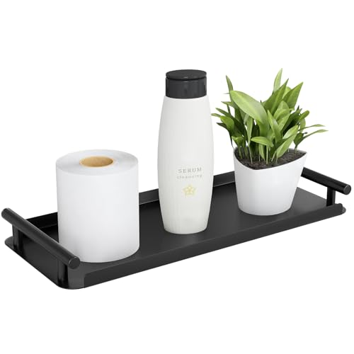 FEILERN Toilet Paper Basket, Stainless Steel Toilet Tank Tray with Handle for Organizing - Toilet Paper Basket Storage for Toilet Tank, Bathroom, Kitchen Counter (Black) - Image 1
