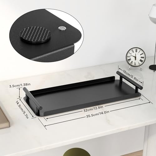 FEILERN Toilet Paper Basket, Stainless Steel Toilet Tank Tray with Handle for Organizing - Toilet Paper Basket Storage for Toilet Tank, Bathroom, Kitchen Counter (Black) - Image 5