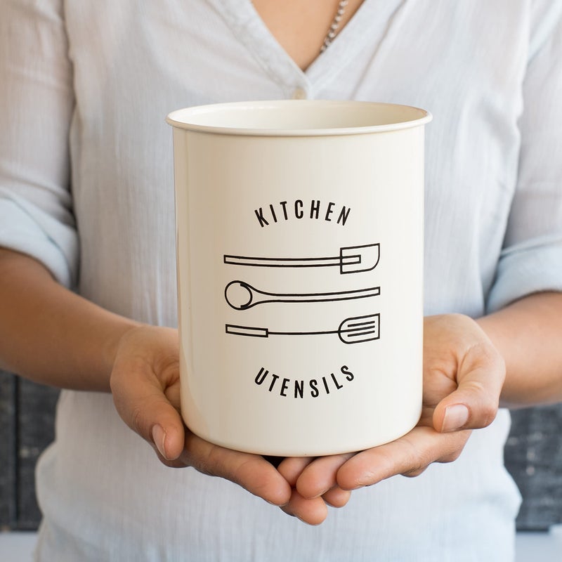 Now Designs Now Designs Powder-Coated Steel Utensil Crock  Ivory - Image 3