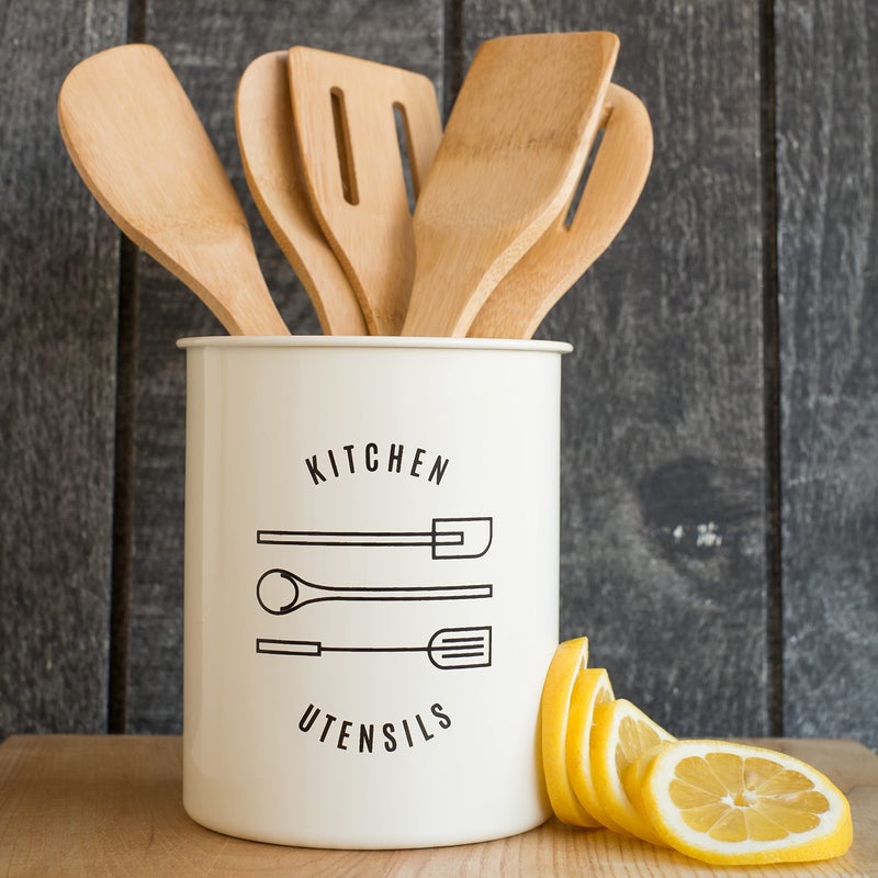 Now Designs Now Designs Powder-Coated Steel Utensil Crock  Ivory - Image 2