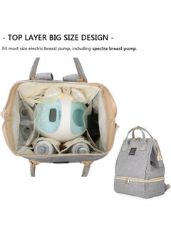 MOMIGO MOMIGO Breast Pump Backpack - Cooler and Moistureproof Bag Double Layer for Mother Outdoor Working Backpack with USB Charging Port, Large (Grey)  - Image 3