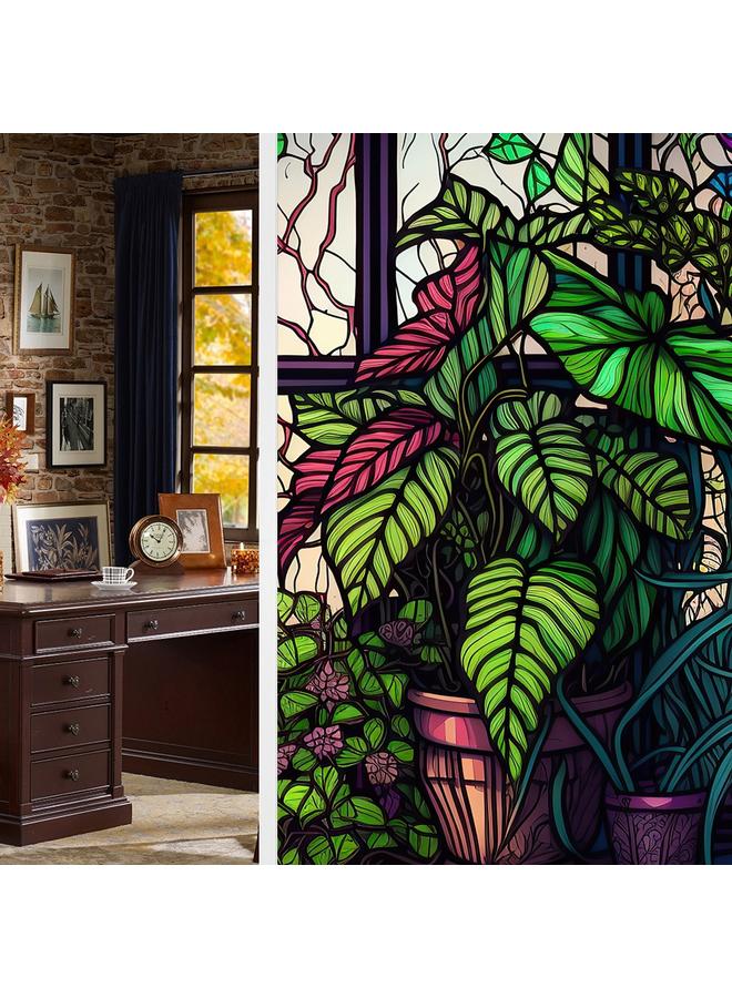 Bluejw BL128-139 Flower And Bird Landscape Electrostatic Glass Sticker PVC Glue-free Window Sticker Home Decorative Window Decorative Glass Sticker - Image 1