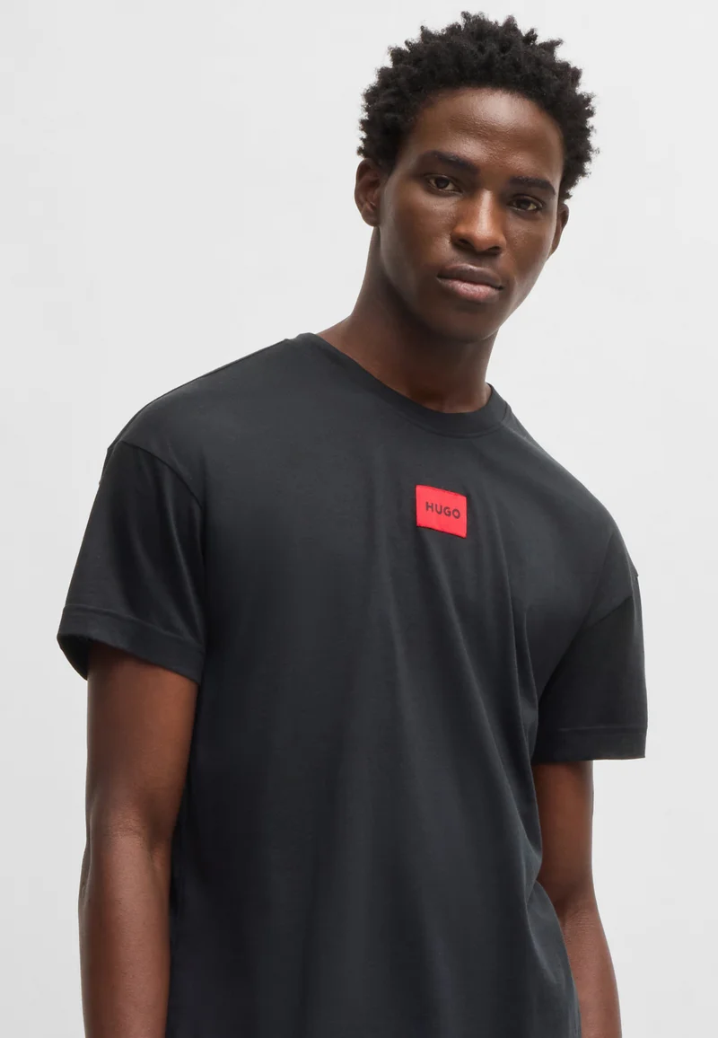 HUGO Black Cotton-modal blend pyjama set with red logo labels for Men | Best Price UAE