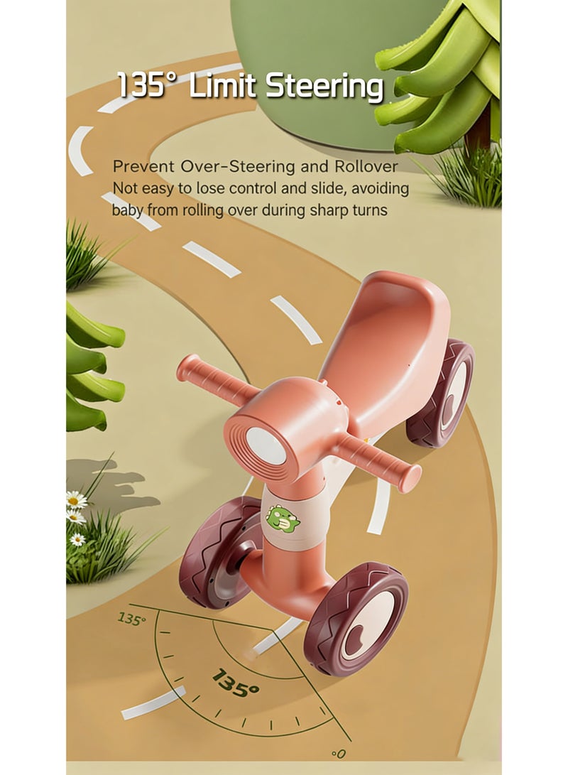 Flushrenic Balance bike for toddlers, featuring lights and music, without pedals, suitable for children aged 12-24 months. Equipped with four silent wheels, this serves as a child's first bicycle. An ideal first birthday gift for boys and girls. - Image 4