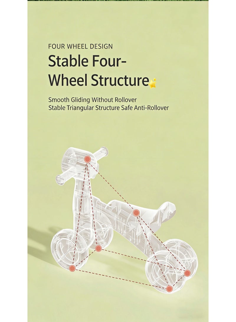 Flushrenic Balance bike for toddlers, featuring lights and music, without pedals, suitable for children aged 12-24 months. Equipped with four silent wheels, this serves as a child's first bicycle. An ideal first birthday gift for boys and girls. - Image 5