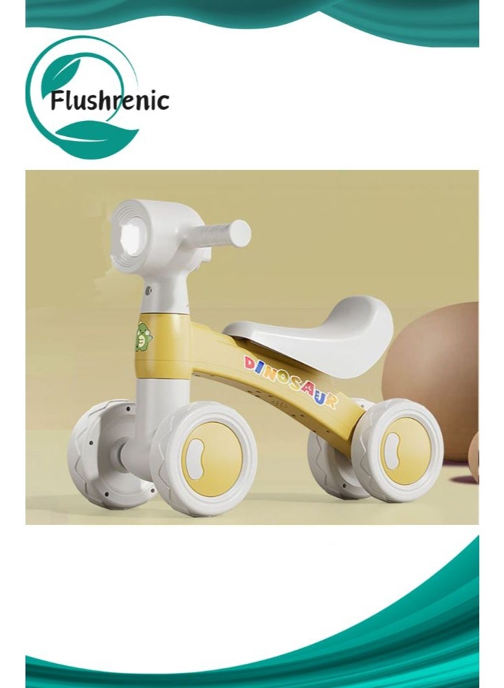 Flushrenic Balance bike for toddlers, featuring lights and music, without pedals, suitable for children aged 12-24 months. Equipped with four silent wheels, this serves as a child's first bicycle. An ideal first birthday gift for boys and girls. - Image 1