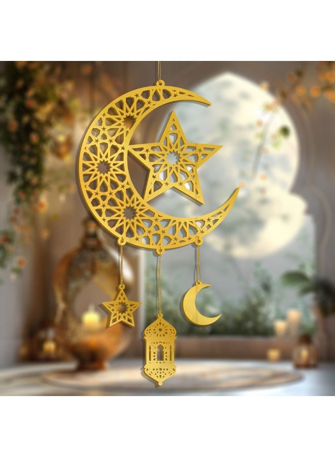 زينة رمضان للمنزل، معلقات رمضان، هدايا رمضان، قمر عيد الفطر، نجوم، معلقات لوحة - Image 2