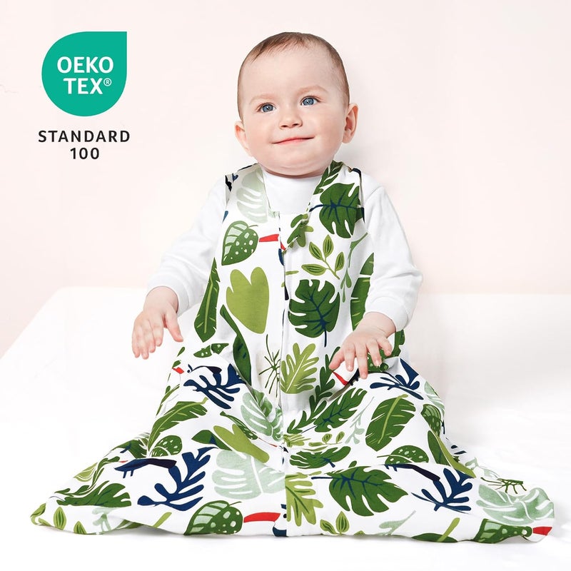 PHF حقيبة نوم للأطفال من ديفيد 3 عبوات 100% قطن، أكياس نوم ناعمة للغاية للأطفال مع سحاب ثنائي الاتجاه، أكياس نوم مريحة للأطفال الرضع من الأولاد والبنات، حجم صغير، ورقة - Image 2