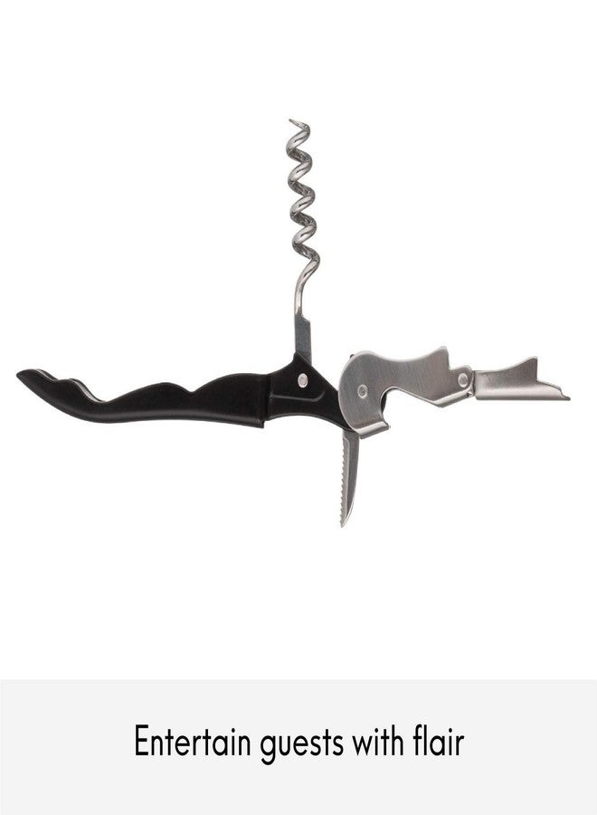 Viners Premium International Stainless Steel 2-Step Corkscrew and Bottle Opener, Barware Waiter’s Friend Classic | Black & Silver | Crafted in UK - Image 2