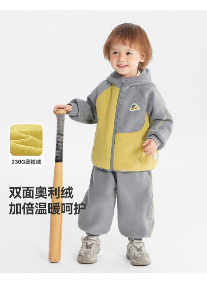 G Granule Fleece] Baby Fleece Set Boys Thickened Winter Style 2025 New Thermal Underwear - Image 1