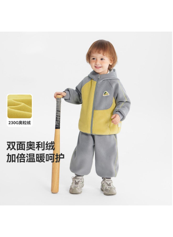 G Granule Fleece] Baby Fleece Set Boys Thickened Winter Style 2025 New Thermal Underwear - Image 2