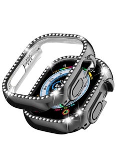 Compatible for Apple Watch 49mm Case Bumper Cover Ultra Series 8 7 6 5 4 3 2 1 SE, Bling Women Girls Dressy Diamonds Crystal Bumper Hard PC Shockproof Case for iWatch (Clear,49mm)