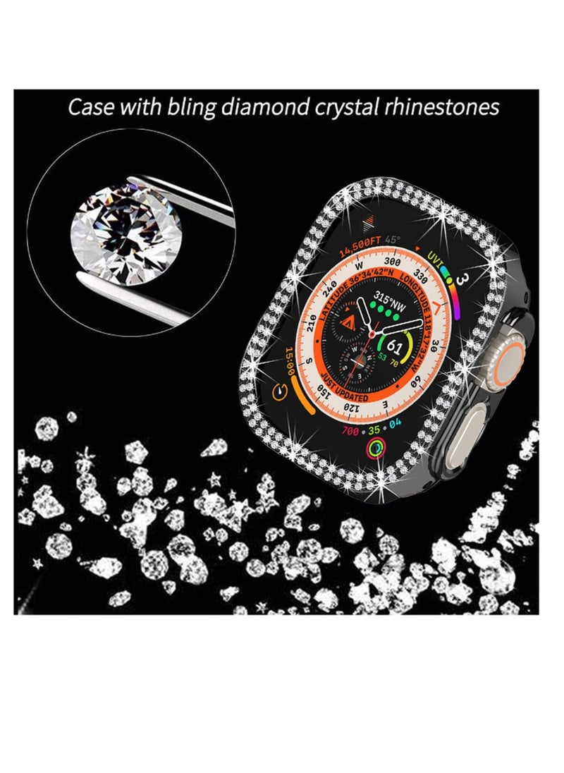 Generic - Compatible for Apple Watch 49mm Case Bumper Cover Ultra Series 8 7 6 5 4 3 2 1 SE, Bling Women Girls Dressy Diamonds Crystal Bumper Hard PC Shockproof Case for iWatch (Clear,49mm) - Image 1